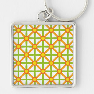 Retro Inspired Orange Green & Yellow Pattern Keychain