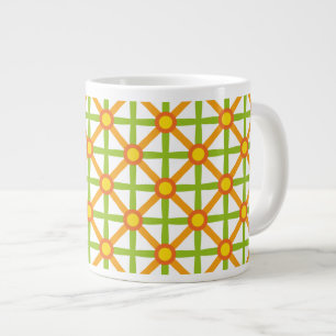 Retro Inspired Orange Green & Yellow Pattern Large Coffee Mug