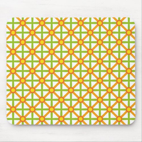 Retro Inspired Orange Green  Yellow Pattern Mouse Pad