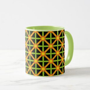 Retro Inspired Orange Green & Yellow Pattern Mug