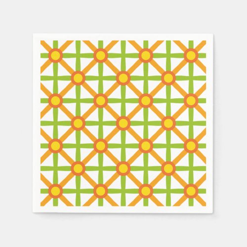 Retro Inspired Orange Green  Yellow Pattern Napkins