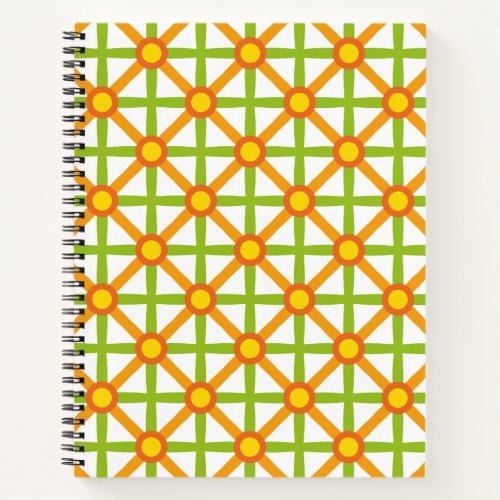 Retro Inspired Orange Green  Yellow Pattern Notebook