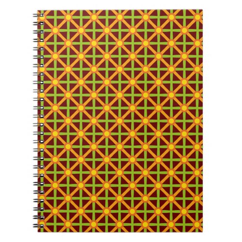 Retro Inspired Orange Green  Yellow Pattern Notebook