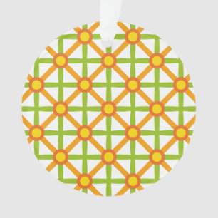 Retro Inspired Orange Green & Yellow Pattern Ornament