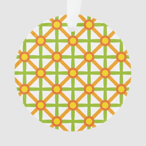 Retro Inspired Orange Green  Yellow Pattern Ornament