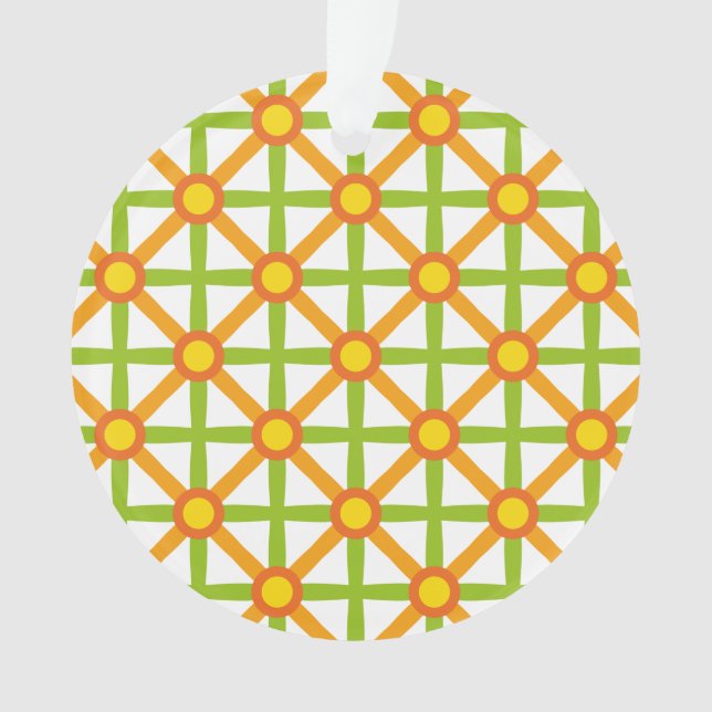 Retro Inspired Orange Green & Yellow Pattern Ornament (Front)