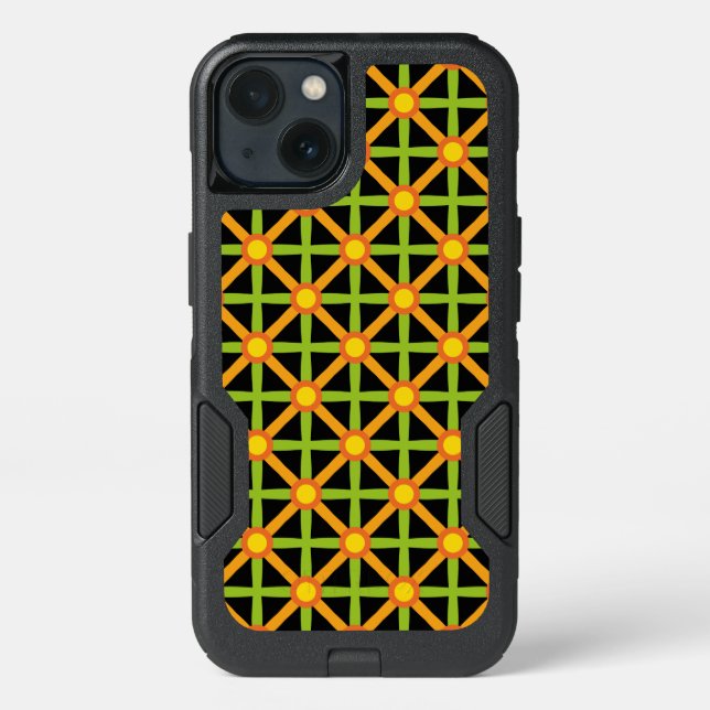 Retro Inspired Orange Green & Yellow Pattern Otterbox iPhone Case (Back)