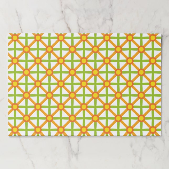 Retro Inspired Orange Green & Yellow Pattern Paper Pad (Front)