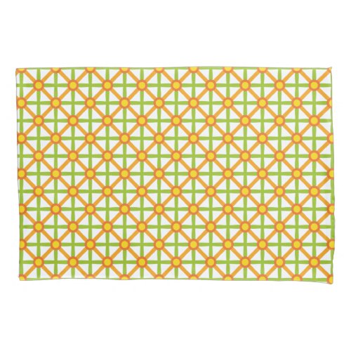 Retro Inspired Orange Green  Yellow Pattern Pillow Case