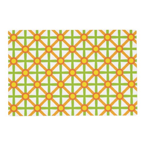 Retro Inspired Orange Green  Yellow Pattern Placemat