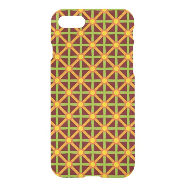 Retro Inspired Orange Green & Yellow Pattern Uncommon iPhone Case (Back)