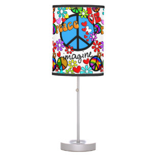 Retro Inspired Peace Symbols Love Lamp