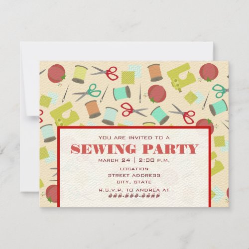 Retro Inspired Sewing Party Invitation