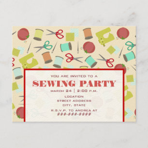 Retro Inspired Sewing Party Invitation