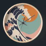 Retro-inspired The Great Wave off Kanagawa clock<br><div class="desc">Both retro and modern design elements are used to create a unique and eye-catching The Great Wave off Kanagawa clock. Minimalist,  simple,  and elegant.</div>