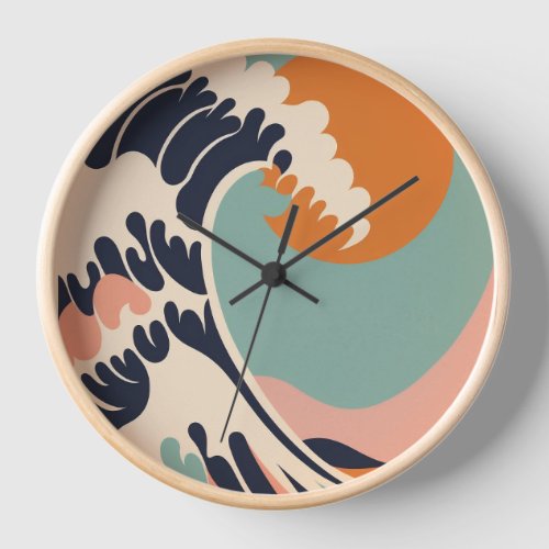 Retro_inspired The Great Wave off Kanagawa clock