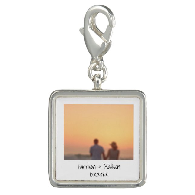 Retro instant couple friends photo names custom charm (Front)