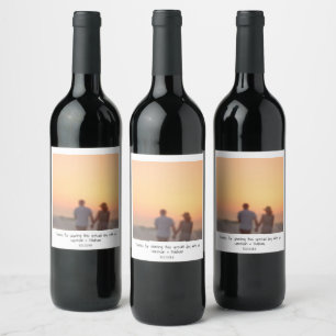 Retro instant photo names custom wedding favor wine label