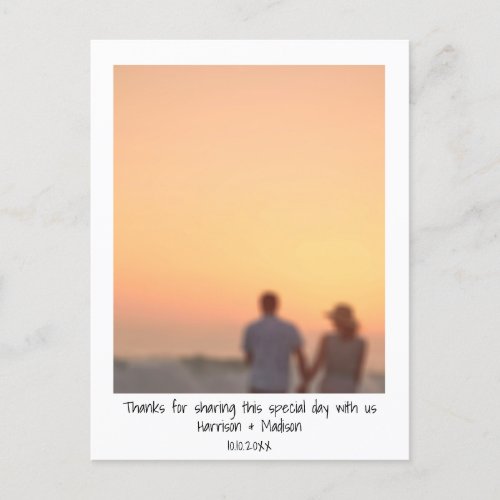 Retro instant photo names custom wedding Thank you Postcard