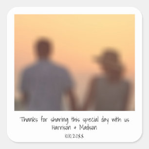 Retro instant photo names wedding favor square sticker