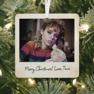 Retro Instant Print Outs, 80s Custom Photo Metal Ornament