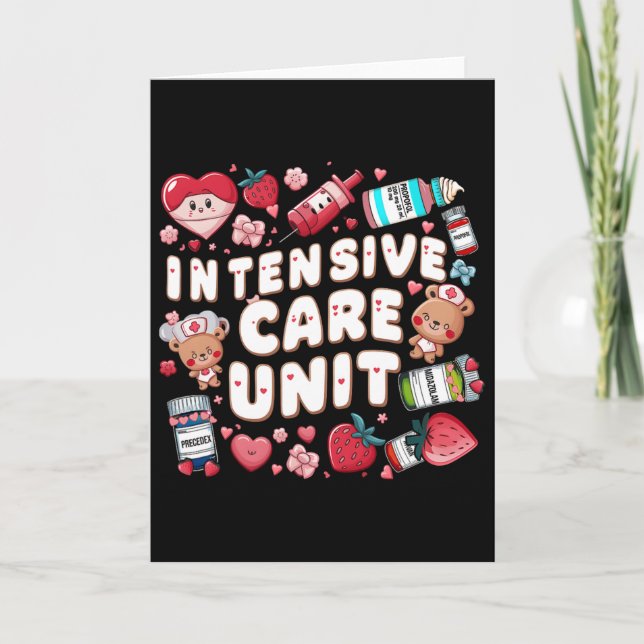 Retro Intensive Care Unit Nurse Tech Valentine Icu Card (Front)