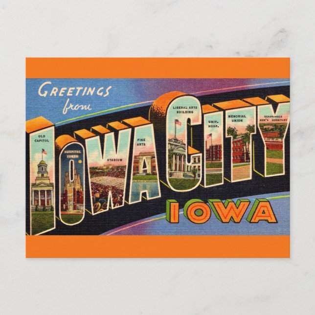 Retro Iowa City  Postcard (Front)