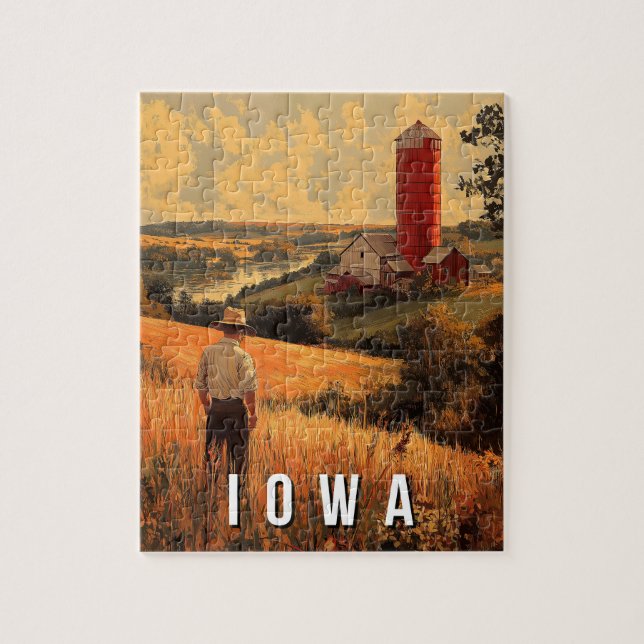 Retro Iowa Patriotic Spirit - Americana Heartland  Jigsaw Puzzle (Vertical)