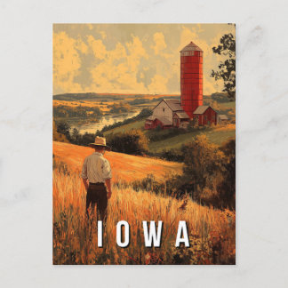 Retro Iowa Patriotic Spirit - Americana Heartland Postcard