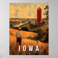 Retro Iowa Patriotic Spirit - Americana Heartland 