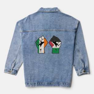 Retro Ireland Palestine Solidarity Fist revolution Denim Jacket