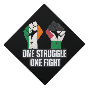 Retro Ireland Palestine Solidarity Fist revolution Graduation Cap Topper