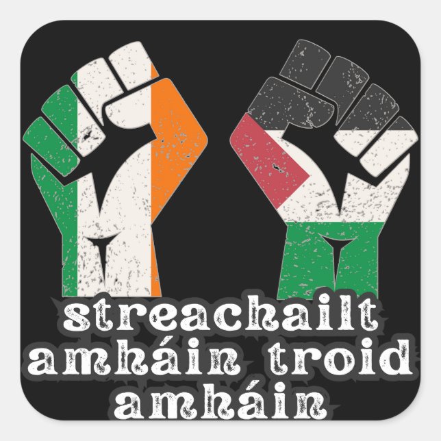 Retro Ireland Palestine Solidarity Fist revolution Square Sticker (Front)
