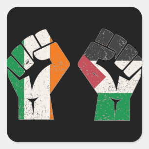 Retro Ireland Palestine Solidarity Fist revolution Square Sticker