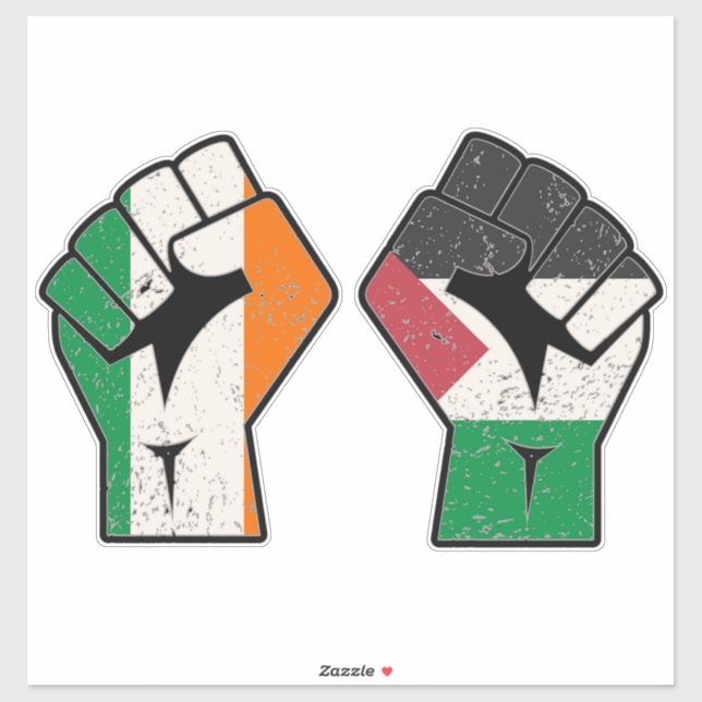 Retro Ireland Palestine Solidarity Fist revolution Sticker (Sheet)