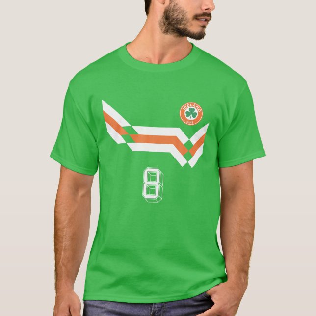 Retro Ireland Soccer Jersey Eire Crest Irish Clove T-Shirt (Front)