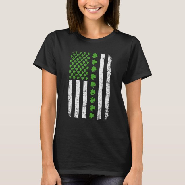 Retro Irish American Flag Distressed Flag St Patri T-Shirt (Front)