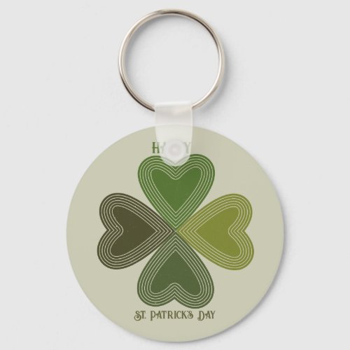 Retro Irish Celtic Shamrock St Patricks Day  Keychain