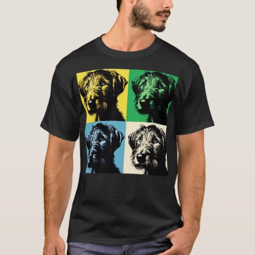 Retro Irish Wolfhound Art Cute Puppy 1 T_Shirt