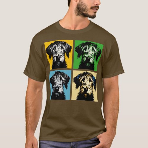 Retro Irish Wolfhound Art Cute Puppy T_Shirt