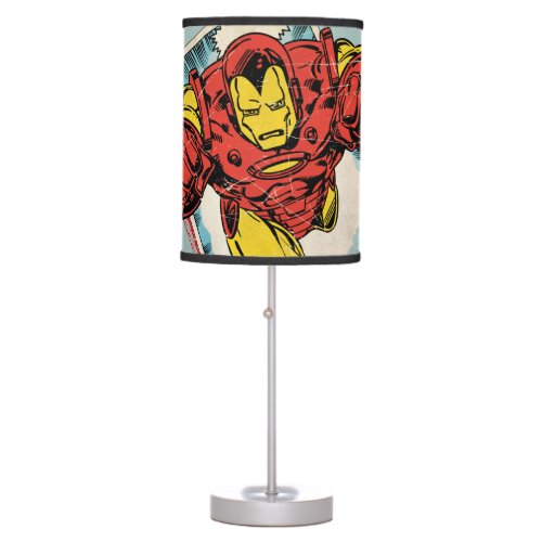 Retro Iron Man Flying Out Of Comic Table Lamp