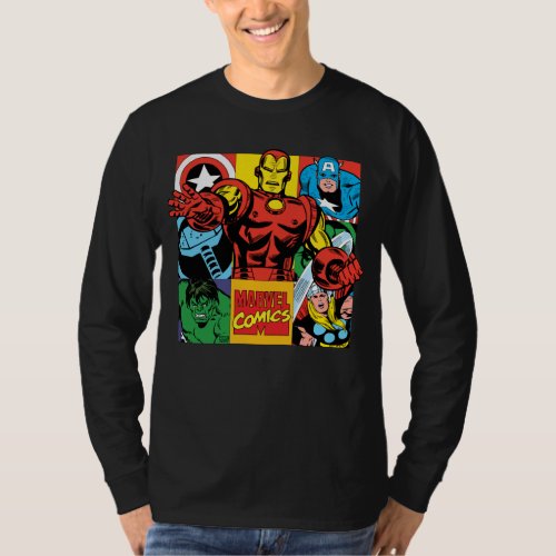 Retro Iron Man Group Marvel Comics Graphic T_Shirt