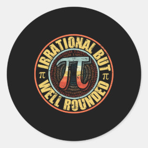 Retro Irrational But Well Rounded Pi Day Vintage M Classic Round Sticker