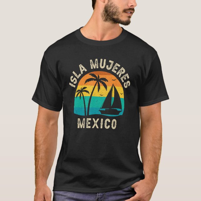 Retro Isla Mujeres Mexico Sunset  Matching Family  T-Shirt (Front)