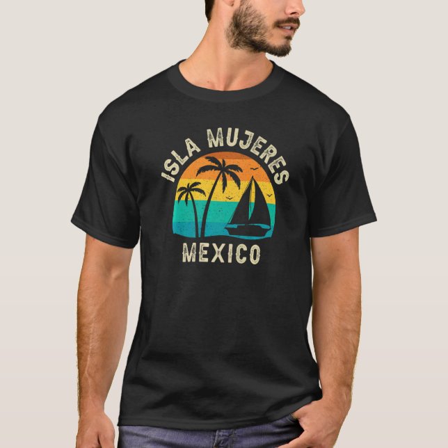 Retro Isla Mujeres Mexico Sunset  Matching Family  T-Shirt (Front)