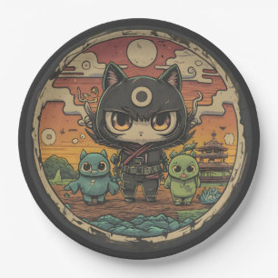 Retro Island Pals: Ninja Cat Crew Paper Plates