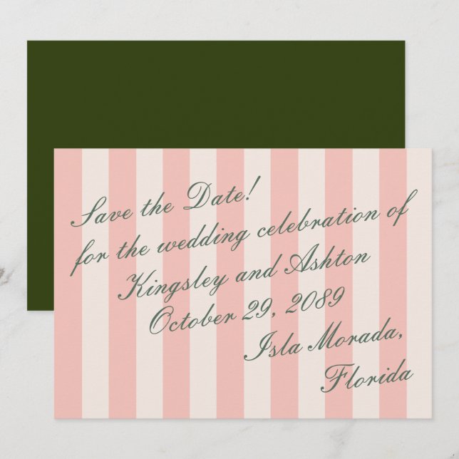 Retro Island Save the Date Awning Stripe Flat Card (Front/Back)