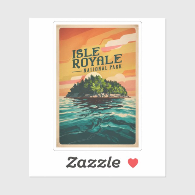 Retro Isle Royale National Park Poster Sticker (Sheet)