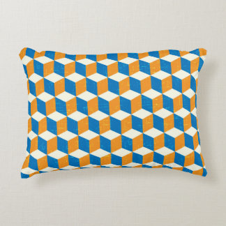 Retro isometric cubes, geometric illusion accent pillow