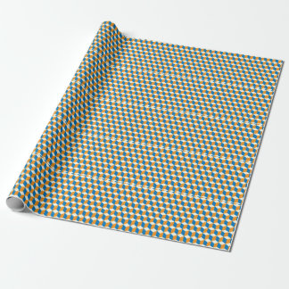 Retro isometric cubes, geometric illusion wrapping paper